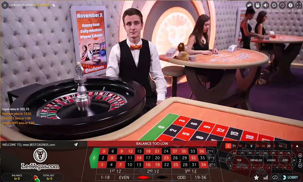 Live Roulette Online på LeoVegas