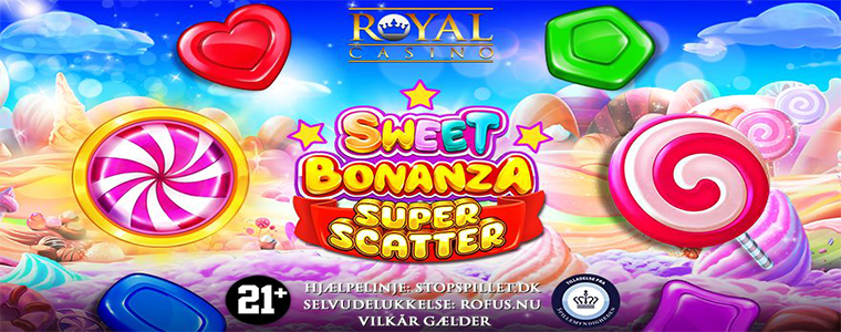 Free spins i dag til Sweet Bonanza Super Scatter hos Royal Casino