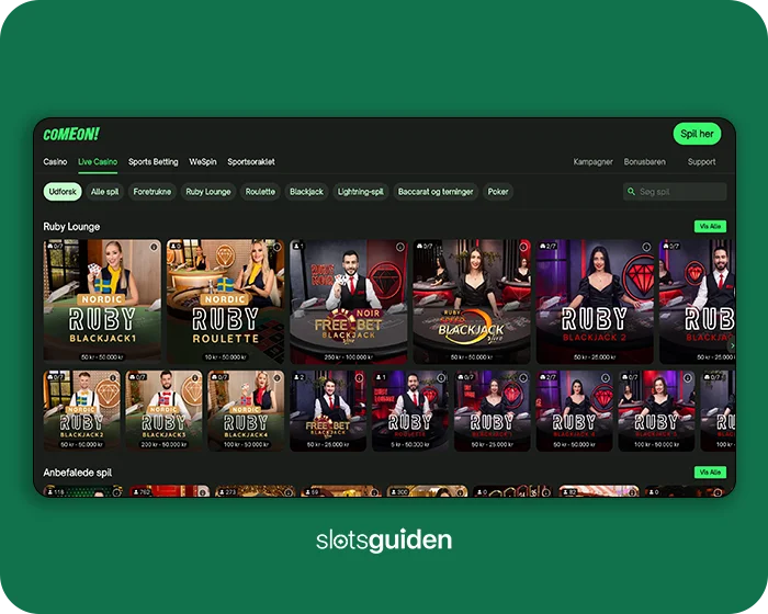 ComeOn live casino