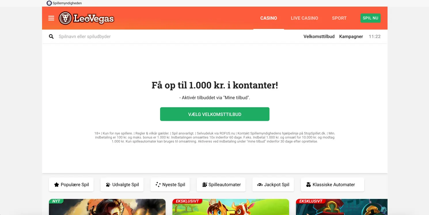 LeoVegas Velkomstbonus