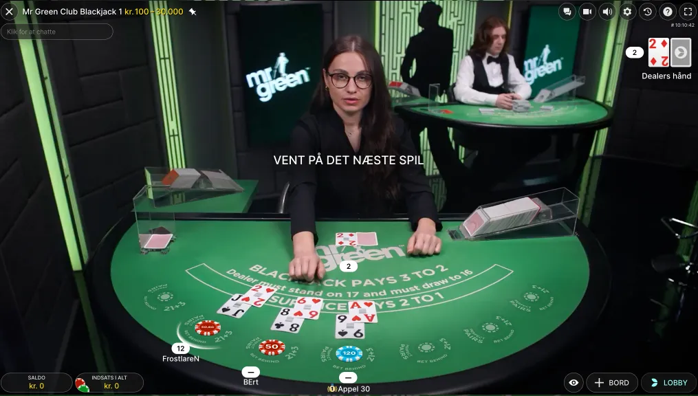 Live blackjack på MrGreen